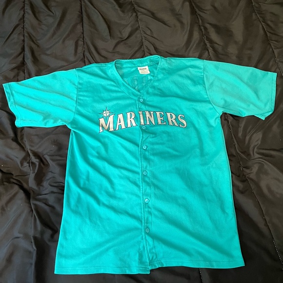 Y2K Seattle Mariners Ichiro Suzuki Teal XL button up Jersey GIVEAWAY - Picture 1 of 11